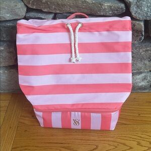 Victoria secret cooler Backpack peach & pink striped